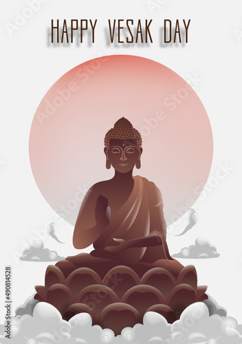 Happy Vesak Day Creative Concept for Card or Banner