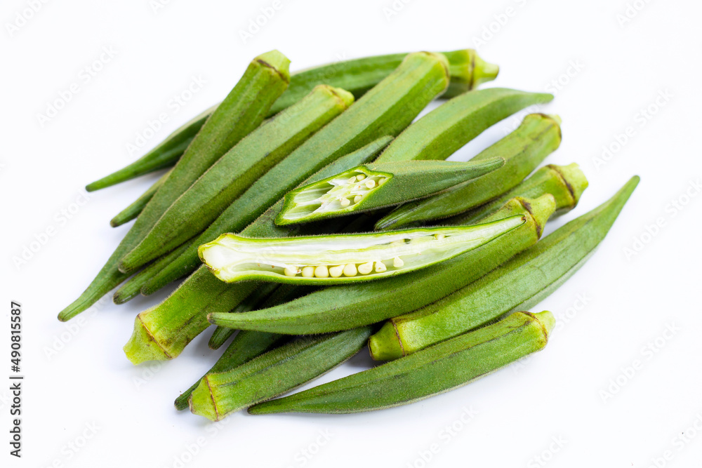 Fresh okra on white background. Fresh okra on white background.