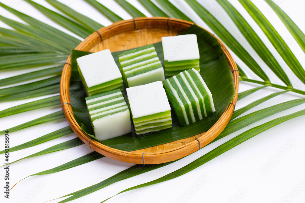 Pandan with coconut milk jelly, Thai dessert Stock Photo Adobe Stock