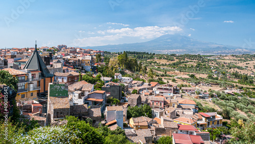 Panoramic view of Motta Sant'Anastasia, small town near Catania (Sicily, Italy) photo