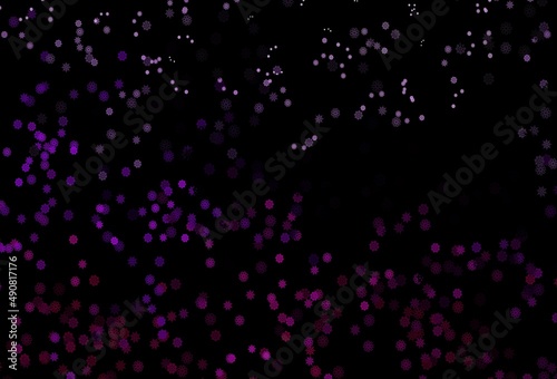 Dark Purple vector template with ice snowflakes.
