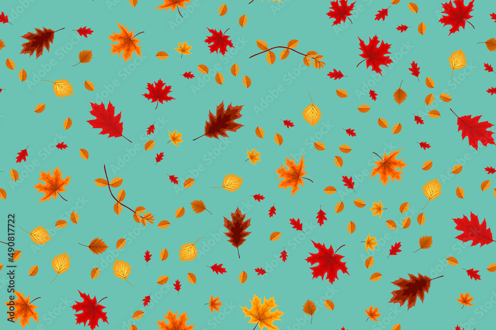 Autumn seamless pattern background with falling leaves. Illustration Autumn seamless pattern background with falling leaves. Illustration