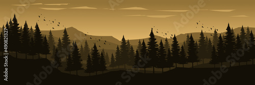 sunrise moment landscape mountain flat design vector illustration for pattern background, wallpaper, background template, and backdrop design