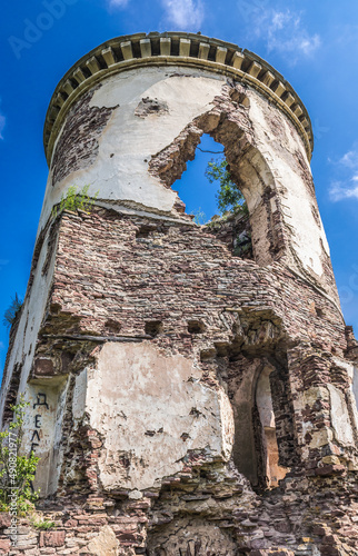 Remains of Poninski Family Polish castle in former town of Chervonohorod - Chervone, Ukraine photo