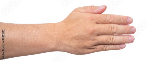  hand and showing 5 fingers gesture isolate