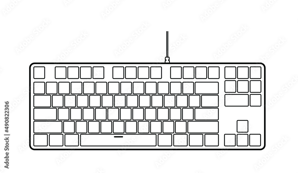 TKL Gaming PC Mechanical Keyboard black outline in isolated, symbol, logo, icon TKL Gaming PC Mechanical Keyboard black outline in isolated, symbol, logo, icon
