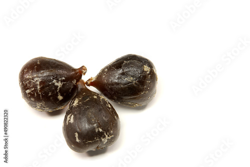 Mexican candy, Crystallized fruit, typical Mexican crystallized fig candy on white background with space for text