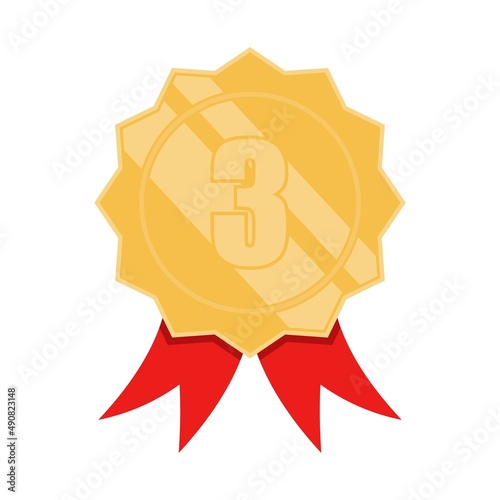 bronze ribbon medallion for third winner champion vector illustration design