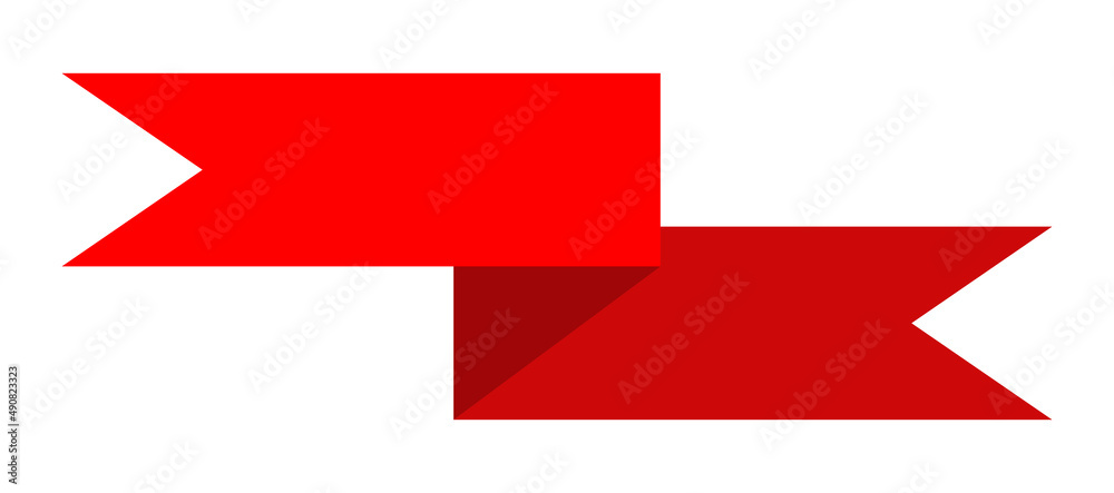 Red colorful curved ribbon on white background. Illustration.