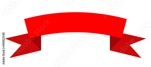 Red colorful curved ribbon on white background. Illustration.