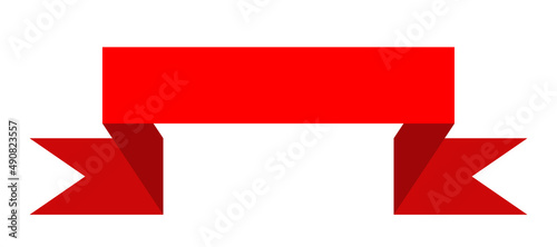 Red colorful curved ribbon on white background. Illustration.