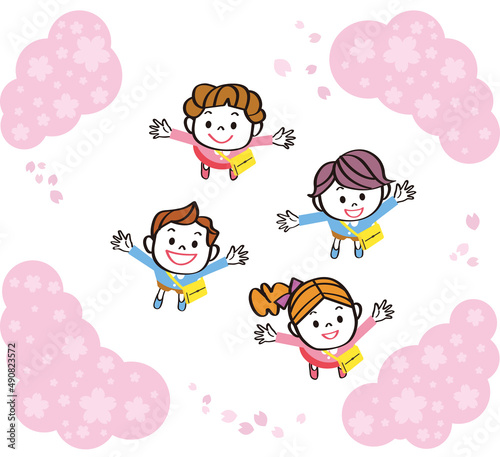 入園　幼稚園児　保育園児　桜
