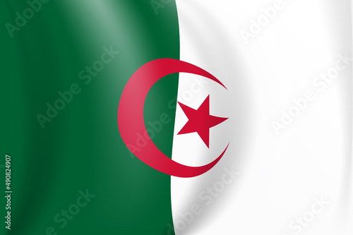 National White and red flag of Algerian People's Democratic Republic. Waving ...