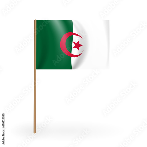 National Red and white flag of the Kingdom of Bahrain. Waving banner on a fla...