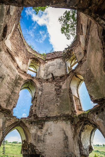 Remains of a tower of Poninski Family Polish castle in former town of Chervonohorod - Chervone, Ukraine photo