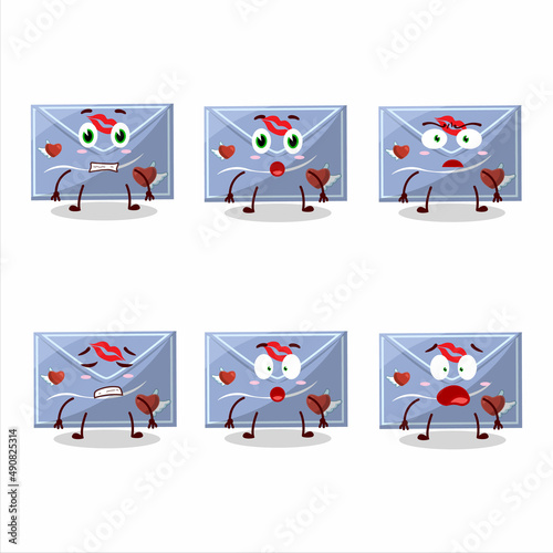 Character cartoon of blue love envelope with scared expression