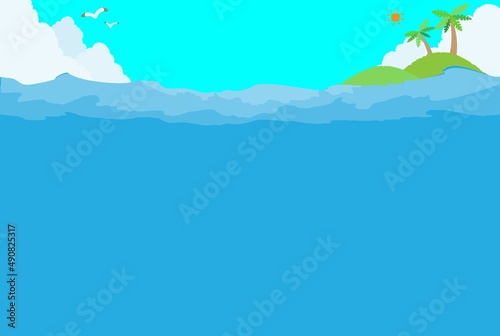 シンプルな海の風景イラスト