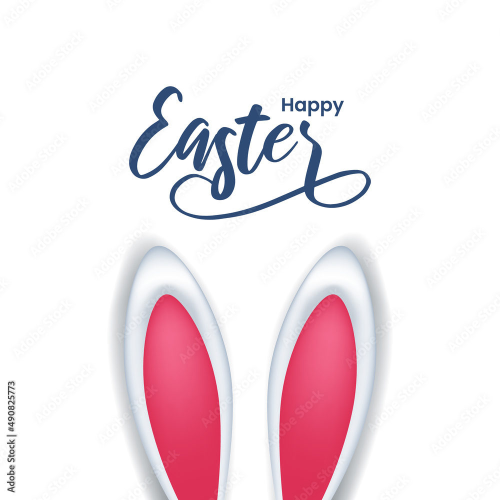 happy easter day concept with bunny rabbit ears illustration with white background happy easter day concept with bunny rabbit ears illustration with white background