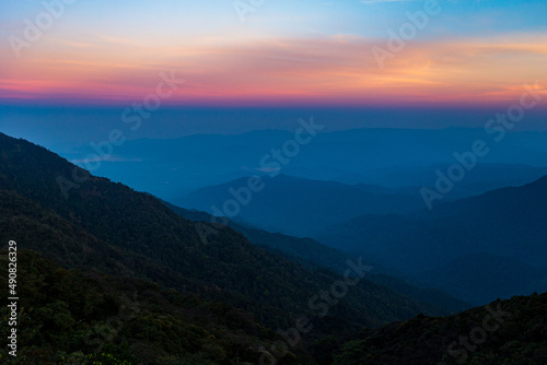 Beautiful forest and sky,Mountain valley during sunrise. Beutiful natural landsscape in the summer time.