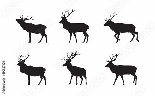 red deer silhouettes. vector illustration eps 10