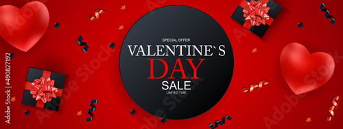Happy Valentines Day Sale Background, poster, card, invitation. Illustration