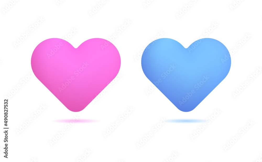 Vector 3D heart symbol realistic illustration on white background. Love for Valentines Day, Mothers Day, wedding, Icon. Vector 3D heart symbol realistic illustration on white background. Love for Valentines Day, Mothers Day, wedding, Icon.