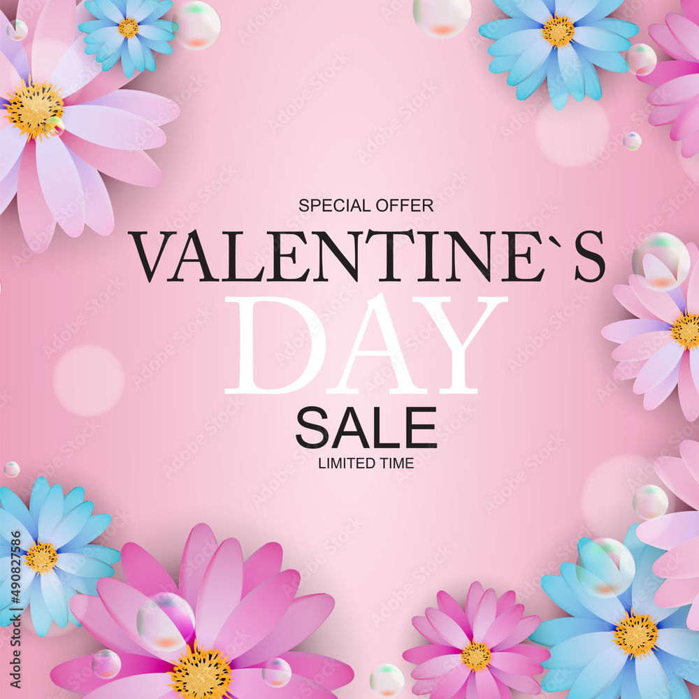 Happy Valentines Day Sale Background, poster, card, invitation. Illustration