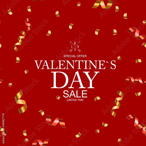 Happy Valentines Day Sale Background, poster, card, invitation. Illustration
