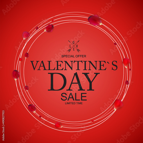 Happy Valentines Day Sale Background, poster, card, invitation. Illustration