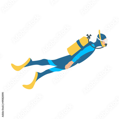 scuba diving isolated on white background