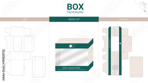 Box packaging and mockup die cut template