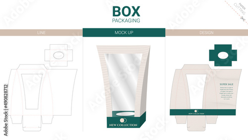 Box packaging and mockup die cut template