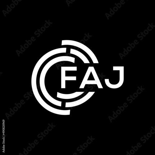FAJ letter logo design on black background. FAJ creative initials letter logo concept. FAJ letter design. photo