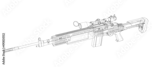 Machine Gun. Vector rendering of 3d