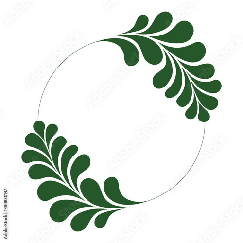 Circular frame of green leaf