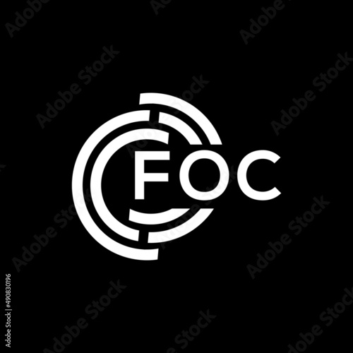 FOC letter logo design on black background. FOC creative initials letter logo concept. FOC letter design. photo