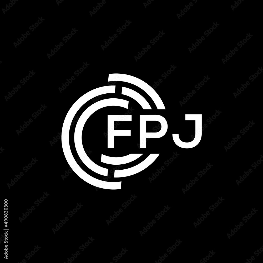 FPJ letter logo design on black background. FPJ creative initials letter logo concept. FPJ letter design.