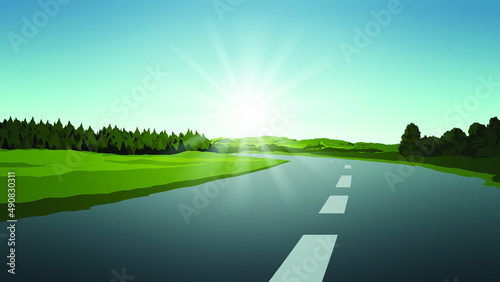 sunrise landscape with road