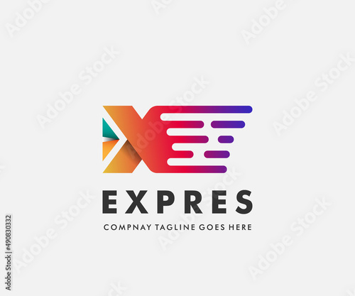 Letter X express Logo Vector design incorporated with express word vector template