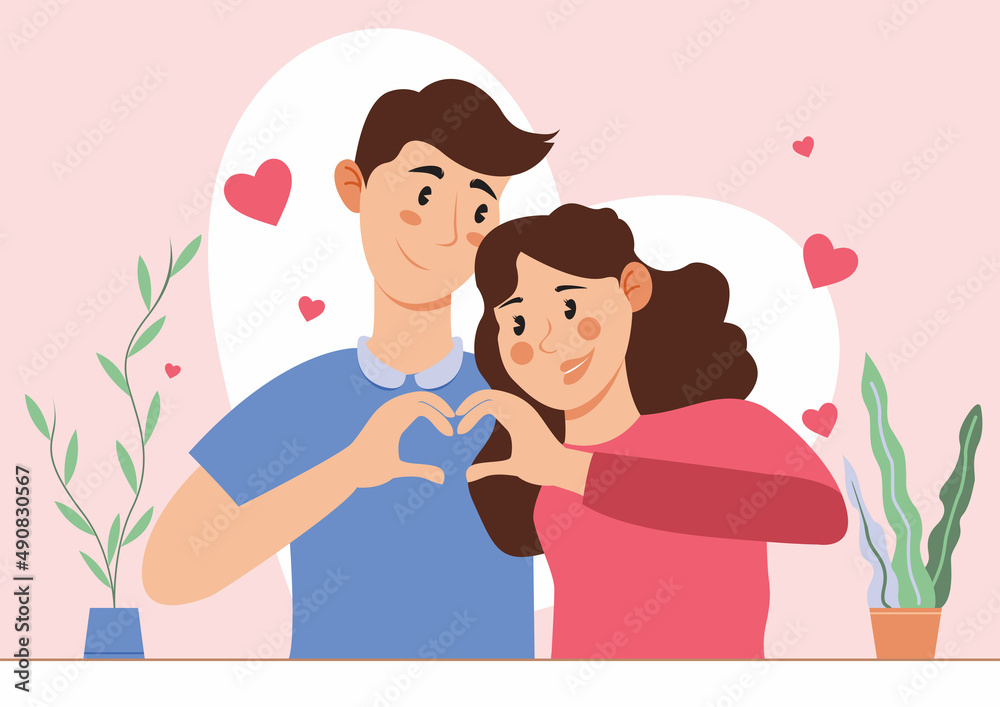 love couple : the affection of the couple in the garden love couple : the affection of the couple in the garden