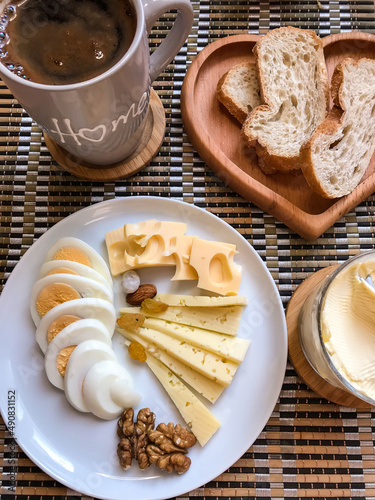 homemade breakfast on the table. healthy eating. breakfast at home. family breakfast.