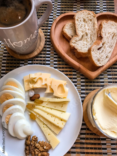 homemade breakfast on the table. healthy eating. breakfast at home. family breakfast.