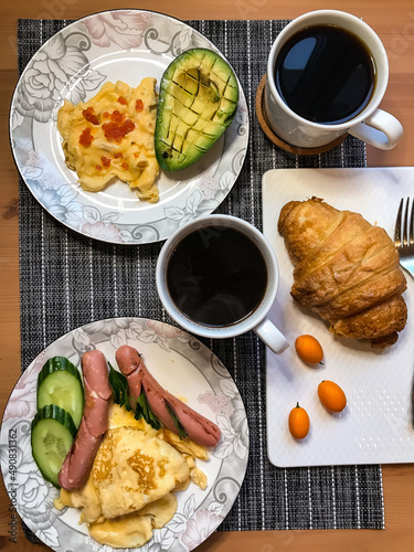 homemade breakfast on the table. healthy eating. breakfast at home. family breakfast.
