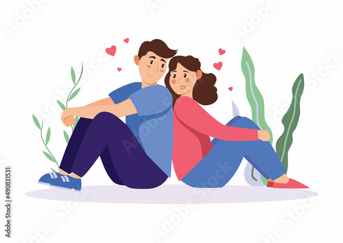 love couple : the affection of the couple in the garden
