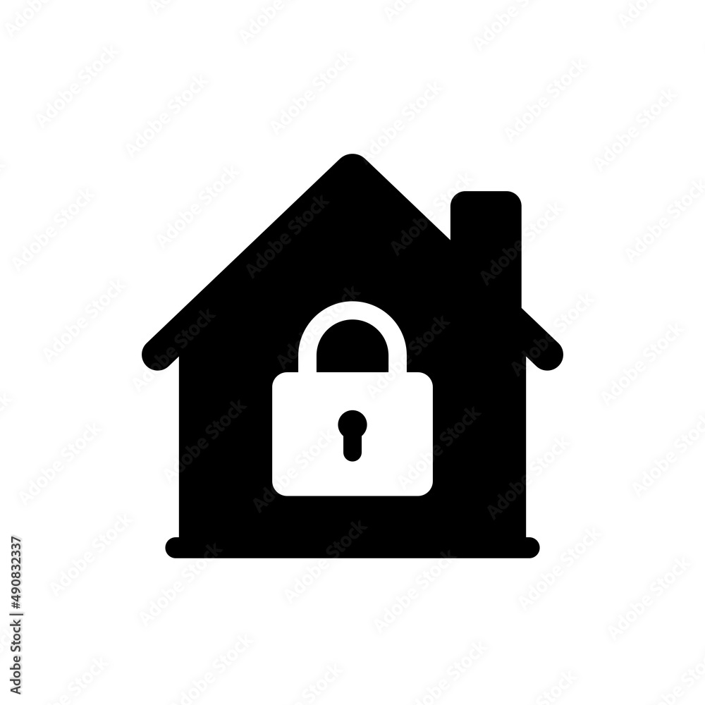 Flat vector illustration of home and paddlock icon. Suitable for design element of smarthome security, and homepage safety icon. Flat vector illustration of home and paddlock icon. Suitable for design element of smarthome security, and homepage safety icon.