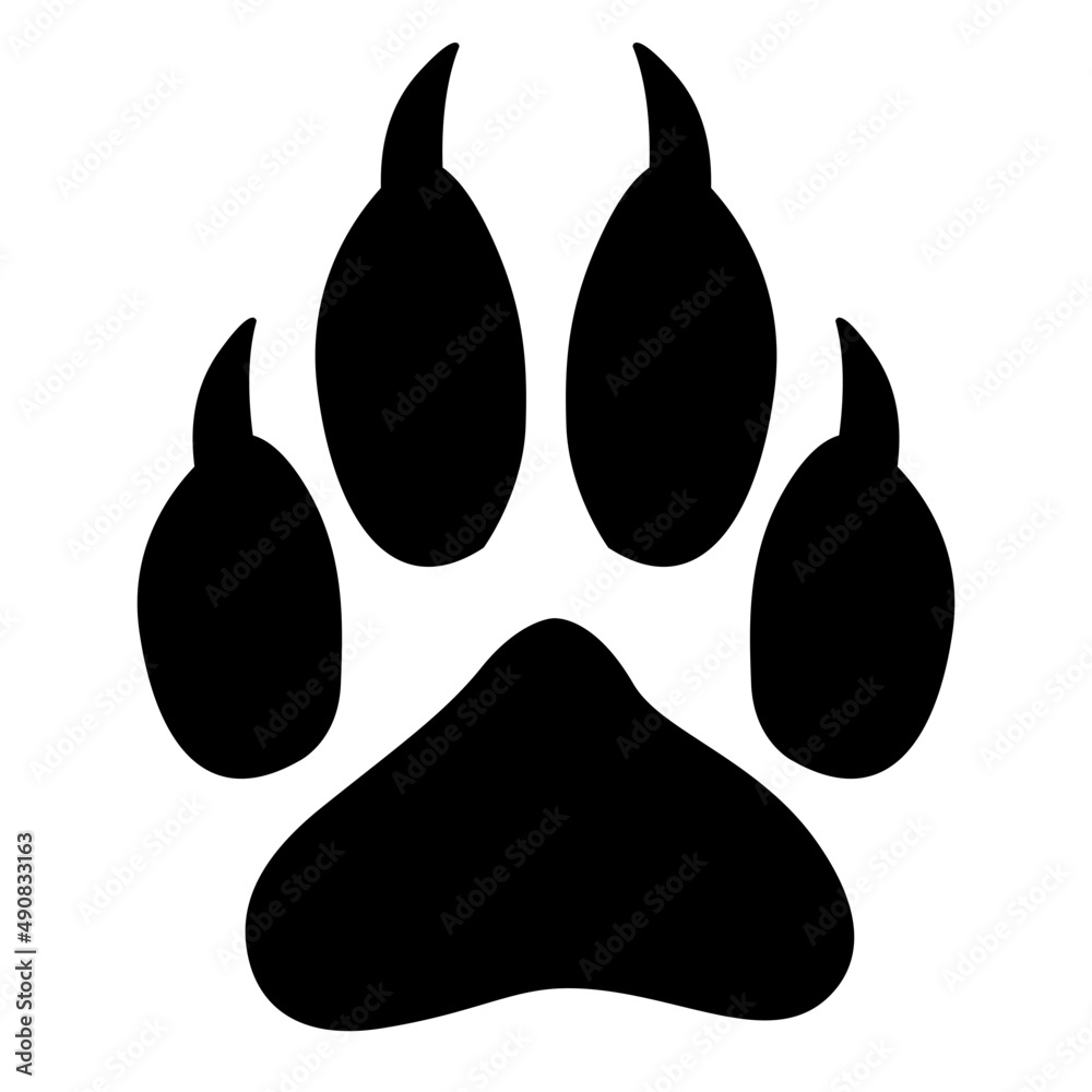 Wolf paw. Predator footstep. Animal footprint icon. Stock Vector | Adobe  Stock