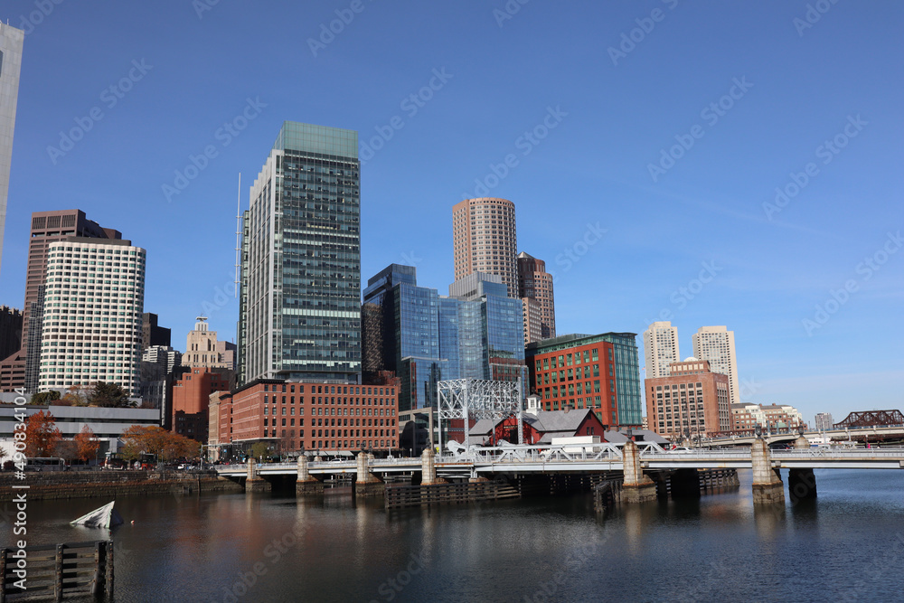 Boston skyline from Seaport, Massachusetts