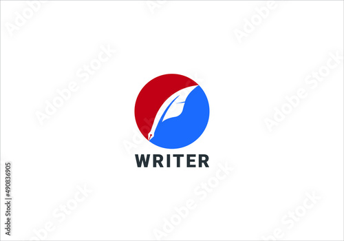 feather writer colorful logo design template