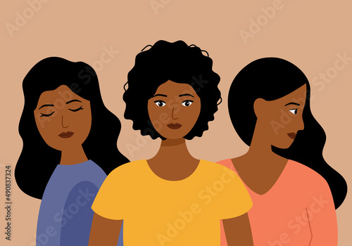 African or black women in flat design. International woman day concept.