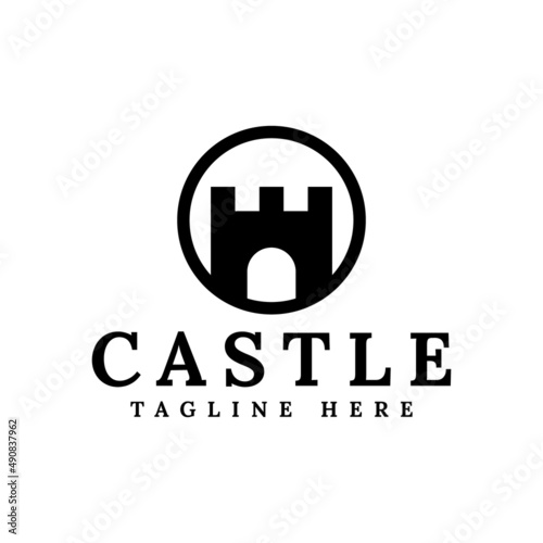castle in circle logo design